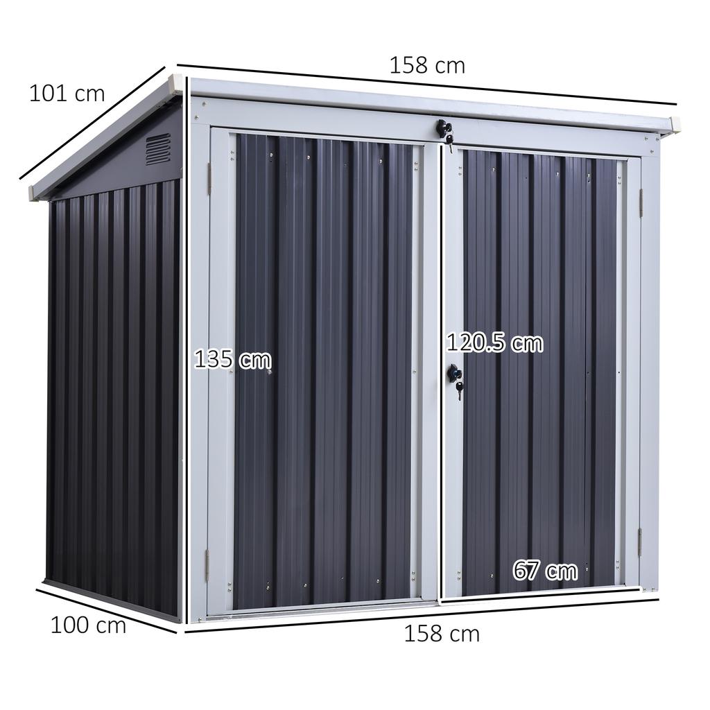 Черный двусекционныйStorage Shelter из гофрированной стали, 3,2 x 5,1 фута