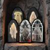 Battery Operated LED Mirror Decor Light Up Halloween Wall Decor Spooky Glowing Ghost Decor  Bedroom