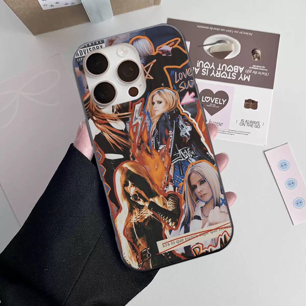 Чехол для телефона Avril Ramona Lavigne для iPhone 16 15 17 Pro 11 12 13 14 Pro Max Plus Мягкий силиконовый чехол-оболочка с волнистым рисунком
