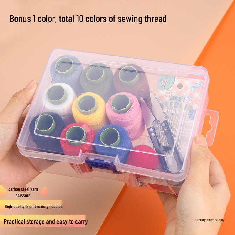 Portable Hand-Sewing Kit with Sturdy Needle and Thread Storage Box