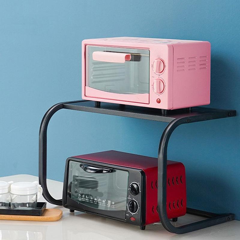 Кухонная полка для духовки Бытовая многоярусная стойка для хранения Органайзер Полка Металлический кронштейн Большая вместимость Микроволновая полка