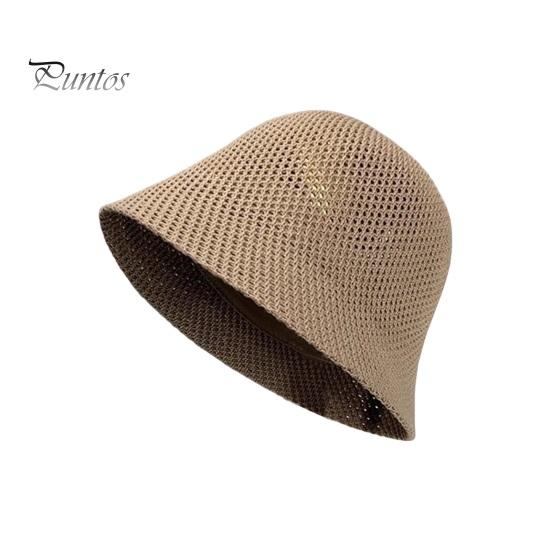 Women Lesure Fisherman Hat Hollow Out Good Breathability Thin Solid Color Anti-UV Sun Protection Foldable Panama Hat Summer Outdoor Bucket Hat