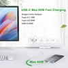 Прикроватные тумбочки Монтаж на край Стяжки для кабелей Порт USB C Зажим для стола Защита от скачков напряжения с 3 розетками AC USB для домашнего офиса