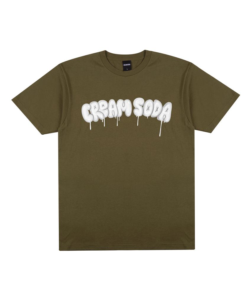 CREAM SODA LAB Crsdel Футболка с коротким рукавом и графическим логотипом-шариком Оливковый Белый
