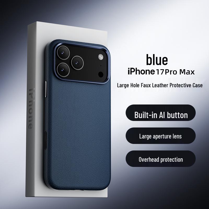 Гальванизированный матовый магнитный чехол из натуральной кожи для iPhone 17 Pro Max