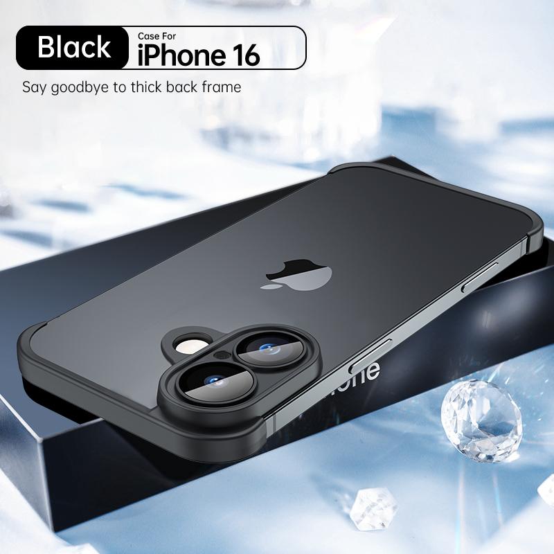 Мягкий Угловой Бампер из ТПУ Безрамочный Чехол Для iPhone 16 15 14 Plus 13 12 Pro Max Реальный Голый Защитная Крышка Края Объектива Камеры Телефона