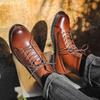 Fashion Mens Ankle Boots Classic Handmade Leather Boot Fashion Motorcycle Boots Lace Up Non Slip Trekking Boot Work Safety Boots for Men