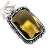 Natural Olive Topaz Gemstone Handmade 925 Sterling Silver Pendant 2.36" A4g48
