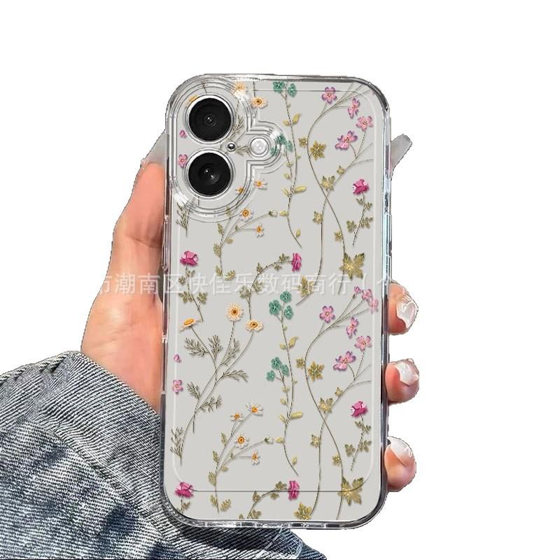 Свежий Маленький Белый Цветок подходит для чехла iPhone 15 Pro Max прозрачный 17/16 Plus полное покрытие iPhone 13/14