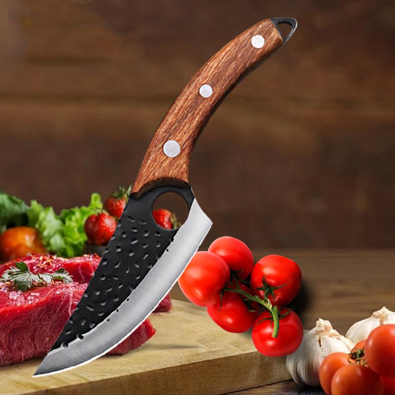 Sharp Chef Meat Cleaver Buther Boning Knife Stainless Steel Beef Knife Fish Fruit Wooden Handle Utility Knife Kitchen Knives