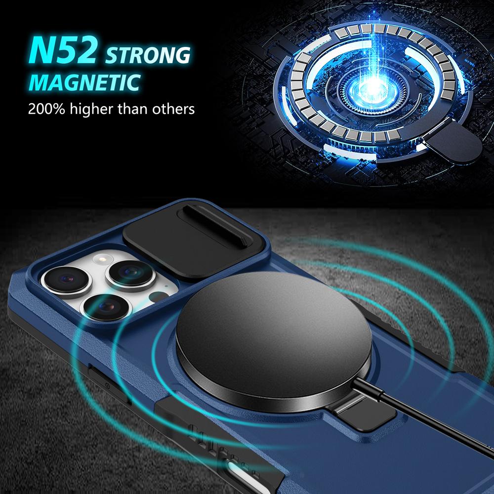 KEYSION Чехол-подставка с магнитным кольцом для MagSafe для iPhone 16 Pro Max Slide Camera Protection Противоударный чехол для телефона iPhone 16
