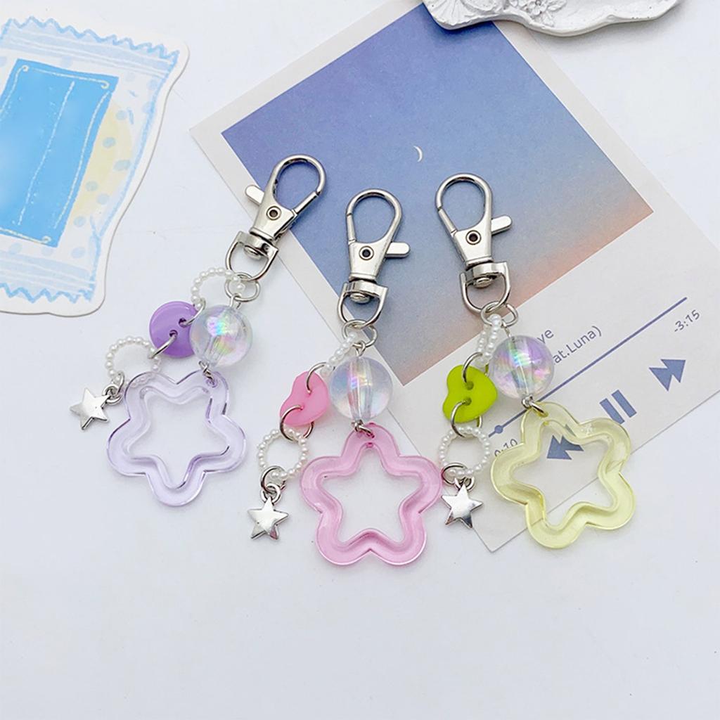 Colorful Star Shaped Keychain Five-Pointed Star Keyring Bag Charm Detachable Phone Charm Pendant for Fashion Enthusiasts