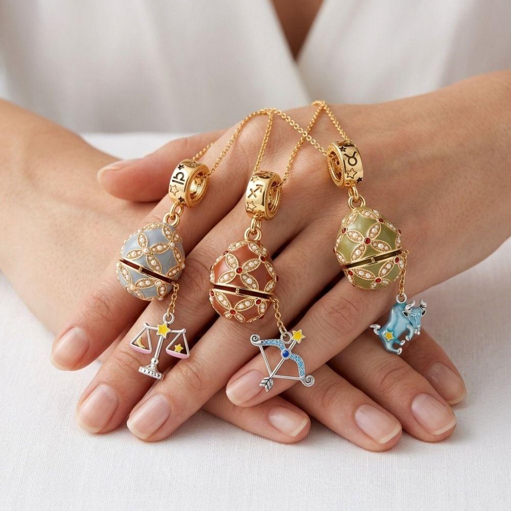 New Chinese Style Enamel Easter Egg Pendant Vintage Style Locket Pendant Jewelry Collection
