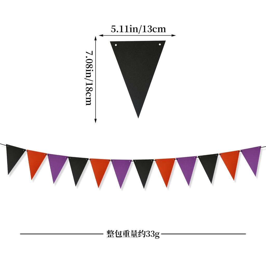 Halloween Theme Party Decoration Black And Orange Purple Pennant Flag Halloween Flag Balloon Set Customization