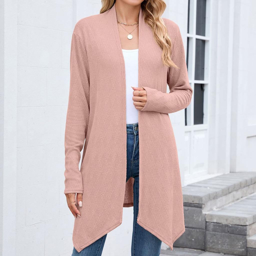 Women's Ladies' Casual Fashion Long-sleeved Knitted Cardigan Long Coat