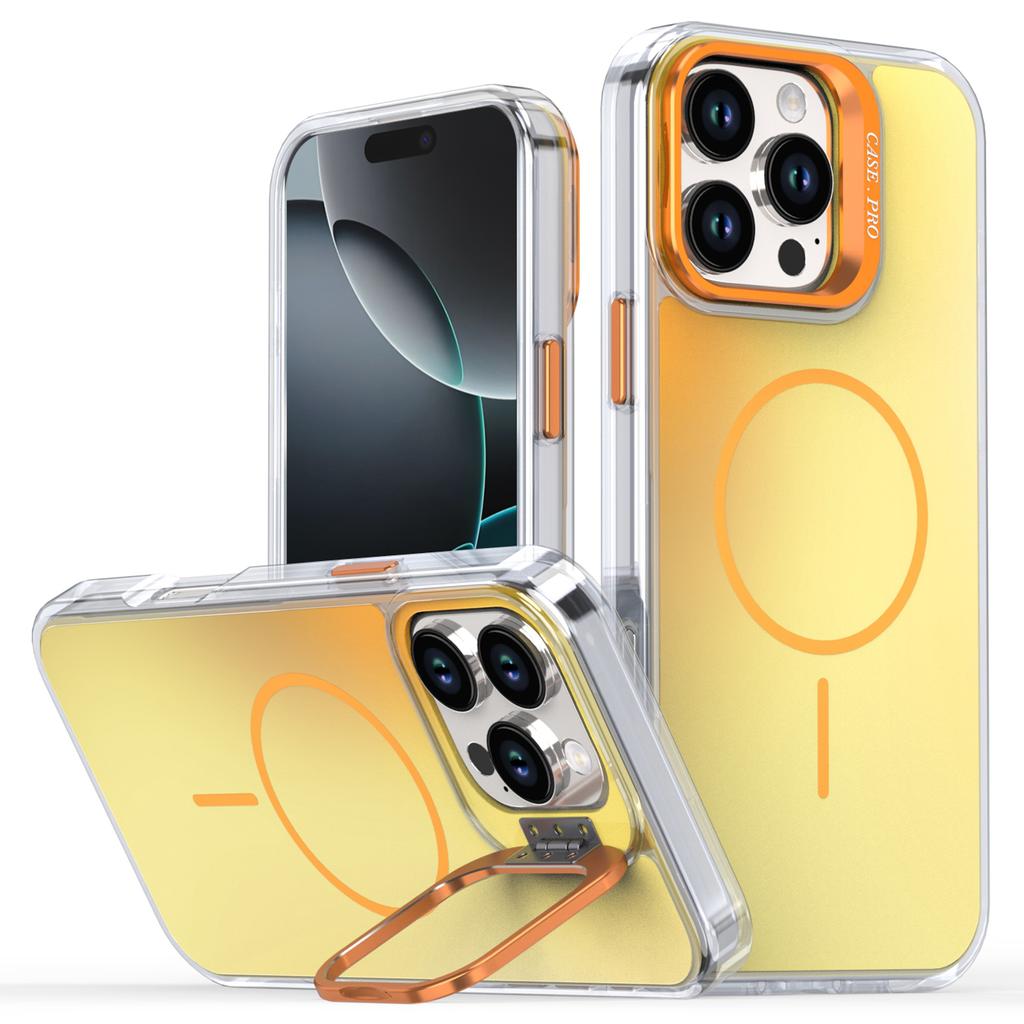 For iPhone 16 Pro Max Case Compatible with MagSafe TPU+Acrylic Phone Cover with Lens Frame Kickstand