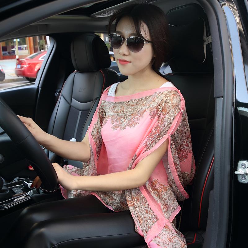 New Sunscreen Shawl Cycling Beach Scarf Chiffon Printing Uv Shawl