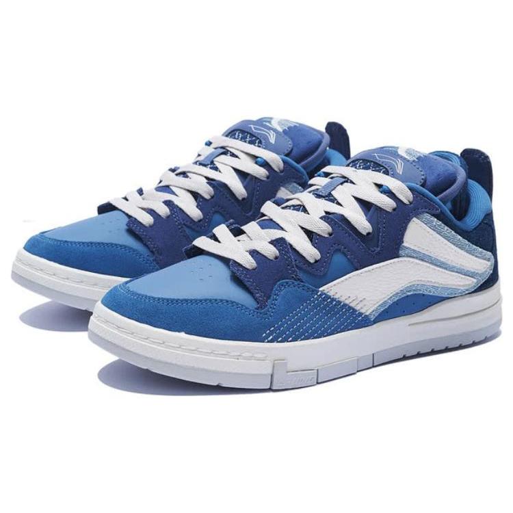 Li Ning Wave PRO Текстиль, Кожа Нескользящая Амортизация Устойчивость к истиранию Низкие Скейтбордические кроссовки Мужские Синие AECS051-5