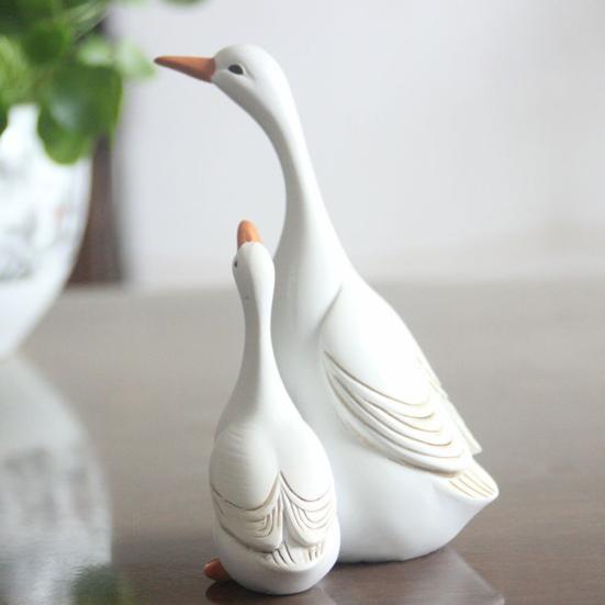 Статуэтка из смолы «Утка-мать, дитя», скульптура «Белая утка», украшение для дома и улицы, семья уток