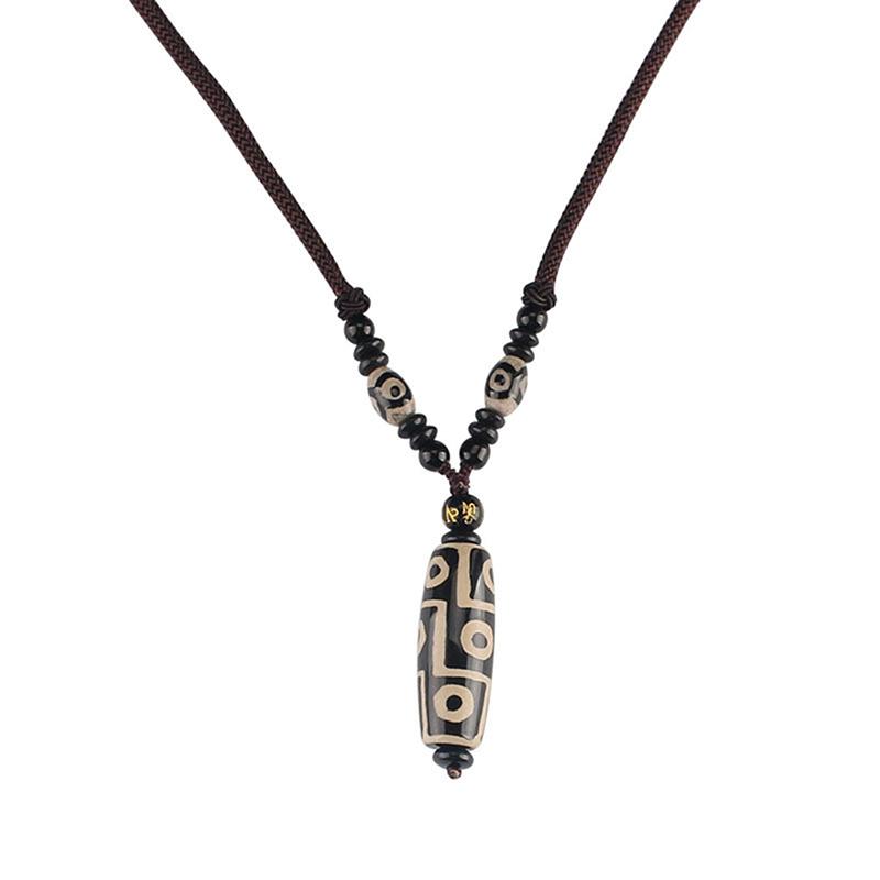 1 шт. портативный натуральный тибетский шарик подарок на удачу универсальный девять глаз Тибет Дзи кулон колье ожерелье