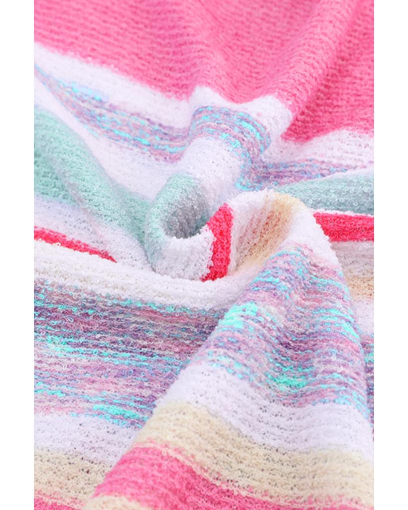 Azura Exchange Striped Three-Quarter Sleeve Knitted Top