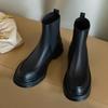 Модные Горячие Женские Ботинки из Натуральной Кожи в Ретро Британском Стиле Слипоны Челси Модные Ботильоны Круглый Носок Плоская Подошва Женская Обувь