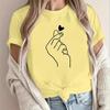 Women Summer T Shirt  Print Heart Gesture Short Sleeve Tees Casual   Printed  Tops