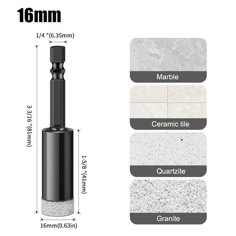 Алмазное сверло с шестигранным хвостовиком, сухое вакуумное сверление, наборы коронок, алмазное сверло для угловой шлифовальной машины, резак для плитки, кольцевая пила, инструменты