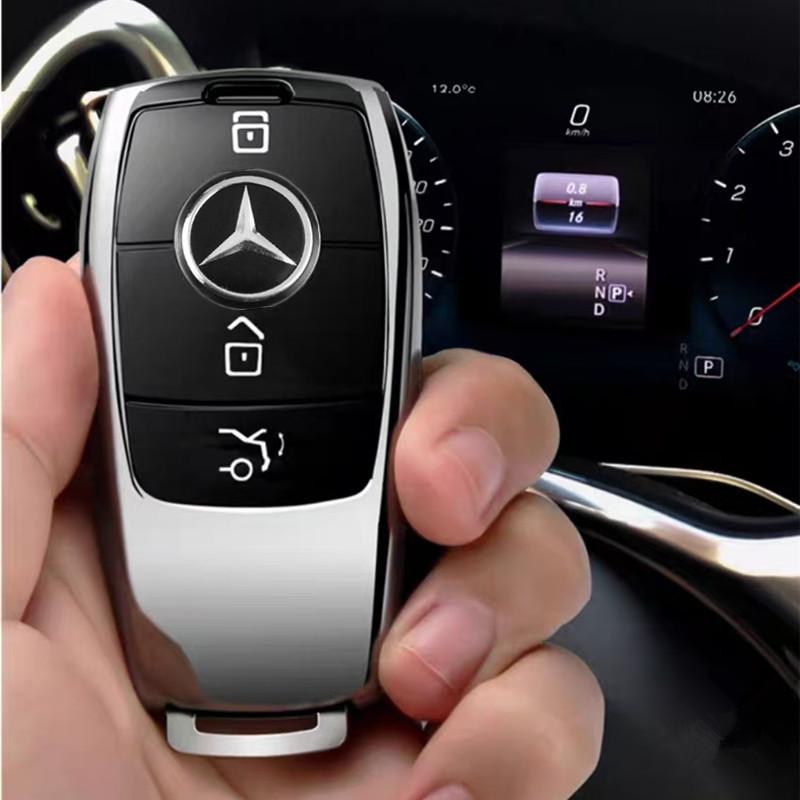 CRT1 5PCS Car Key Logo Sticker 3D Aluminum Auto Key Remote Decals For Mercedes Benz GLS GLA GLK W463 W204 Interior Mouldings E-J67