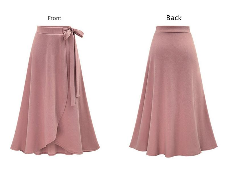 High-Waist Irregular Slit Skirts for Women - Autumn Collection, European & American Style, Plus Size, Medium To Long Length with Strappy Design