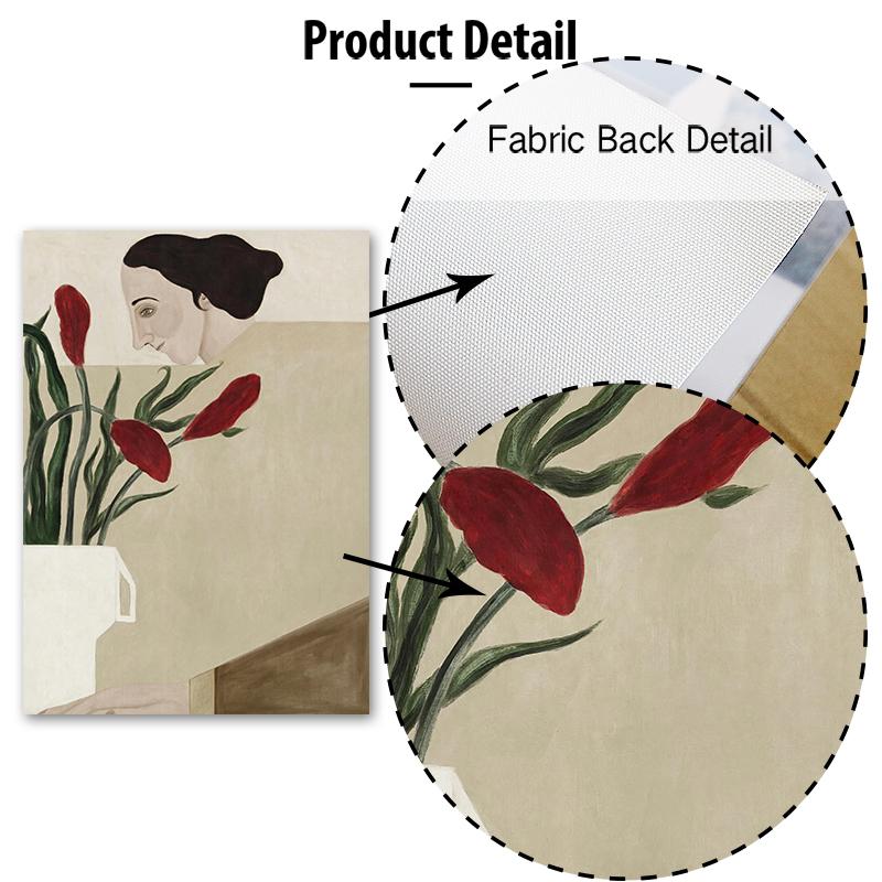 Абстрактный Постер Девушка Цветок Лимон Вино Настенное Искусство Холст Живопись Постеры и Принты Картины для Гостиной Спальни Домашний Декор