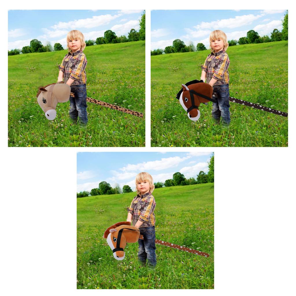 Stick Horse Plush with Neighing Galloping Sounds Pony Horseback Riding Game Stuffed Stick Horse Anim