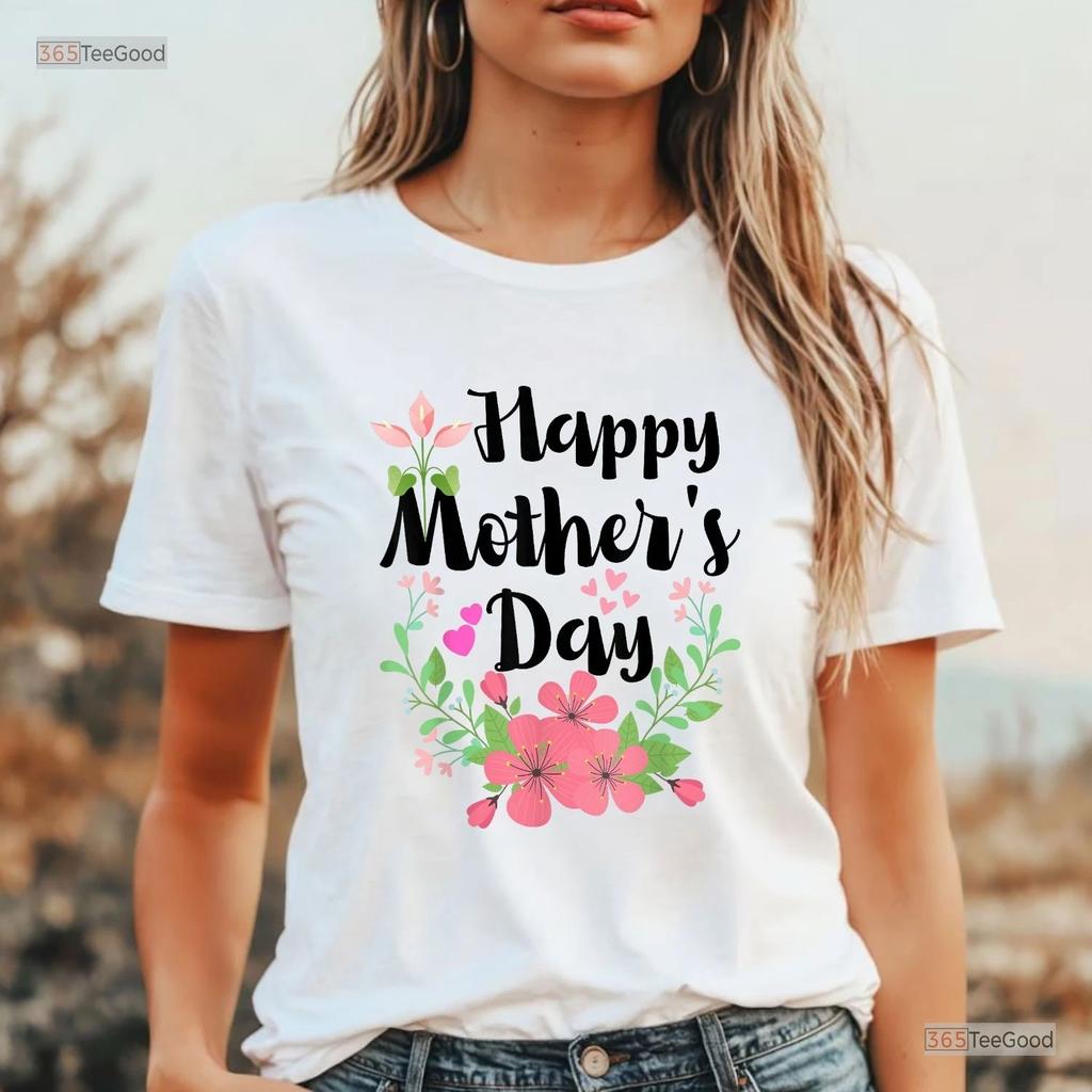 Funny Happy Mothers Day Shirt, Cute Floral Mom Grandma T-shirt Present Tee
