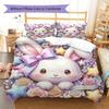 Постельное белье с мультяшным узором Sanrio, Комплект одеяло, Пододеяльник, Наволочка, Домашний подарок на день рождения(1 пододеяльник + 2 наволочки, без наполнителя)