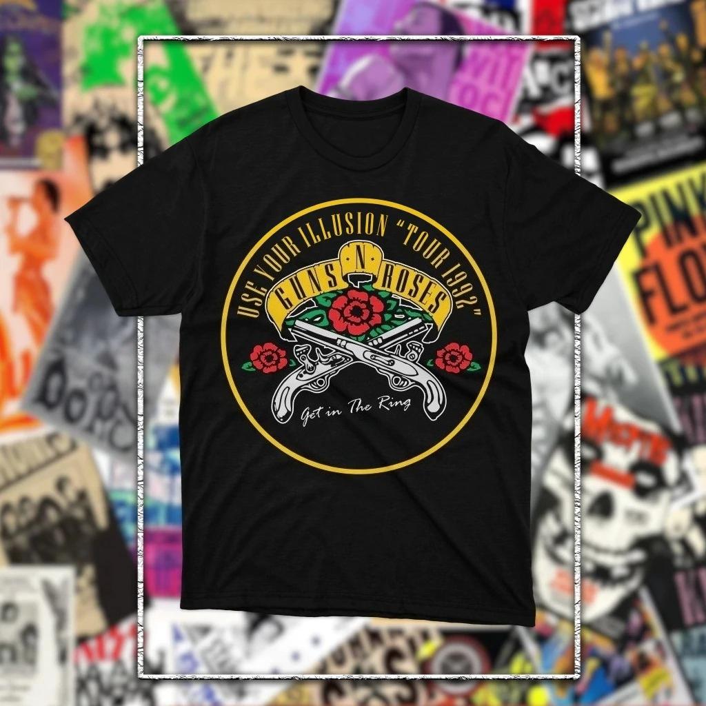 Guns N Roses GNR Группа Винтажная Мужская Футболка Унисекс Круглый Вырез 100% Хлопок Короткий Рукав Y2k Популярная Модная Оверсайз Футболка для фанатов