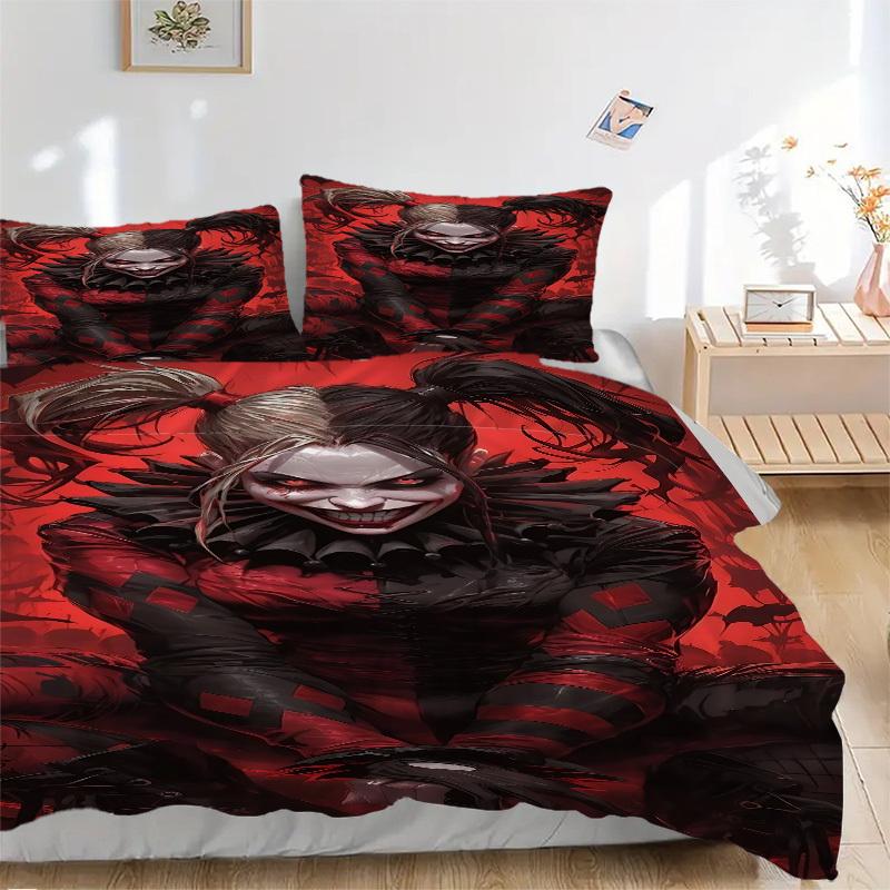3pcs Harley Quinn Joker Bedding Set, Soft Polyester Duvet Cover and Pillowcases Machine Washable Seasons all suitable & Guest Room Decor231