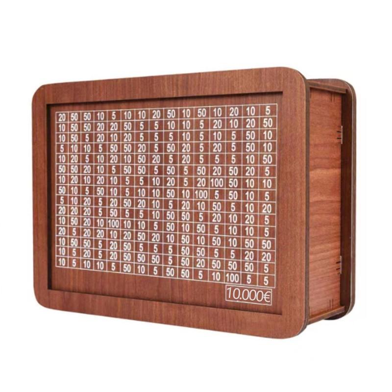 Копилка для денег 500/1000/2000/3000/5000/10000 евро, деревянная копилка для денег, многоразовая копилка с копилками для целей и чисел