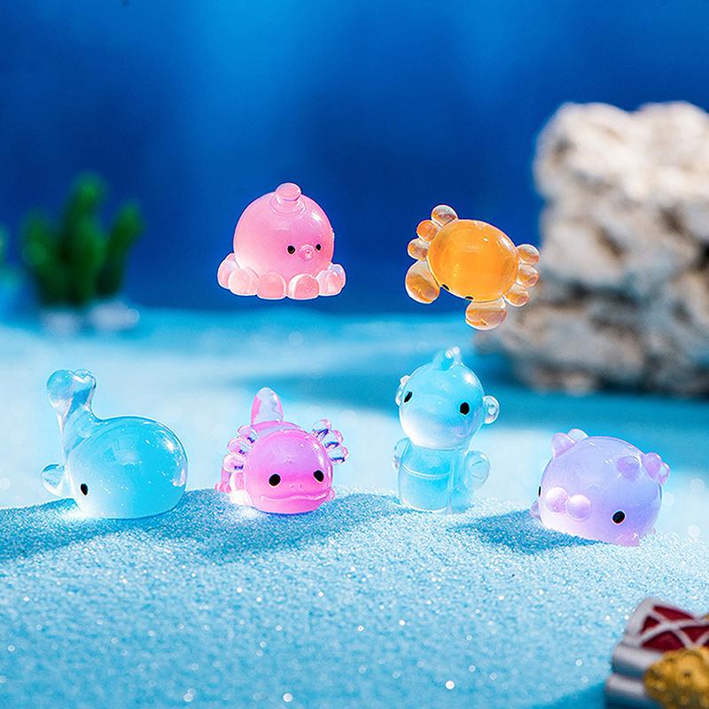Luminous Marine Animal Ornament Mini Glow Animal Pendant Micro Fish Tank Crab Dolphin Octopus Decoration Landscape