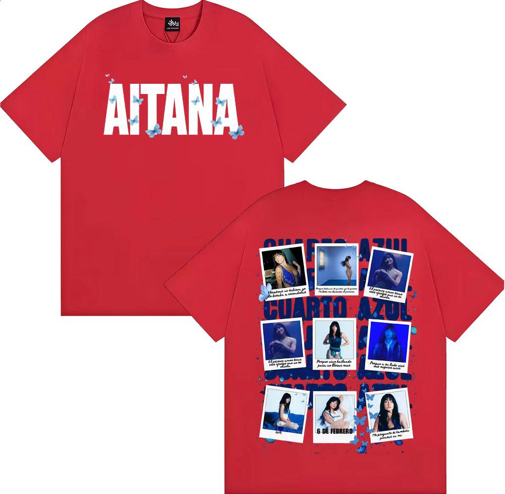 Singer Aitana Cuarto Azul Album Cover Graphic TShirt UNISEX Women Summer Cotton YK Clothing Oversize Round Neck Short Sleeved Tee