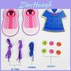 Wooden Educational Toy For Childrens Shoe Lacing And Button Practice
