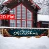 Merry Christmas Fence Banner, Pattern Polyester Outdoor Lawn Wall Holiday Party Decoration