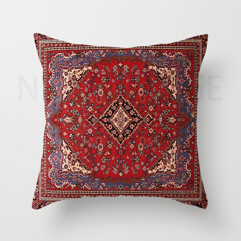 Red Moroccan Ethnic Short Plush Pillowcase Living Room Bedroom Sofa Cushion Cover Home Decor 40x40 45x45 50x50 60x60