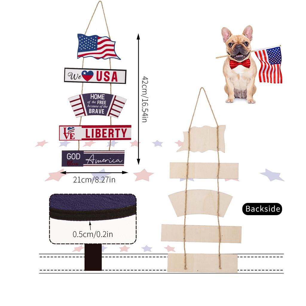 Stylish Usa Themed Wooden Hanging Decor Featuring Patriotic Red Blue White Colors For Independence Day