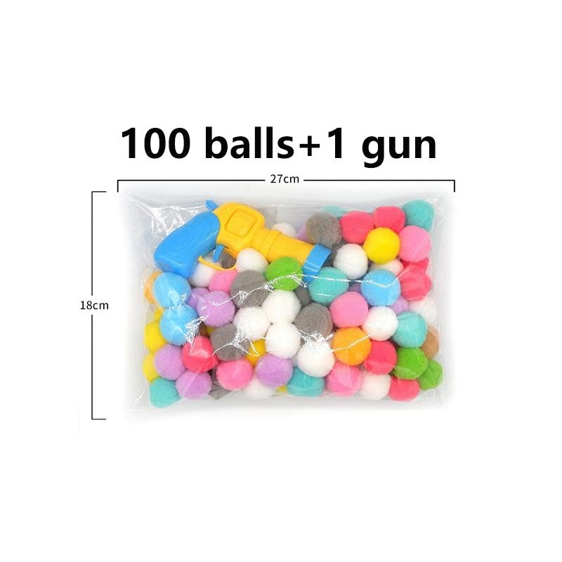 1Set Funny Cat Toys Interactive Toys Gun Plush Ball Launches High Bounce Ball Creative Kittens Mini Pompoms Pet Supplies