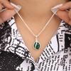 Natural Green Onyx Gemstone 925 Stamped Silver Jewelry Partywear Zircon Pendant CZP-7-5