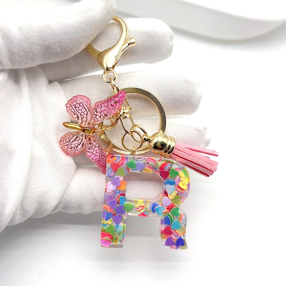 Европейская и американская мода брелок с инициалом «Бабочка» и пайетками