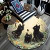 Круглый ковер Черный кот, Ковер для гостиной, спальни, дивана, игровой комнаты, Нескользящий коврик для пола