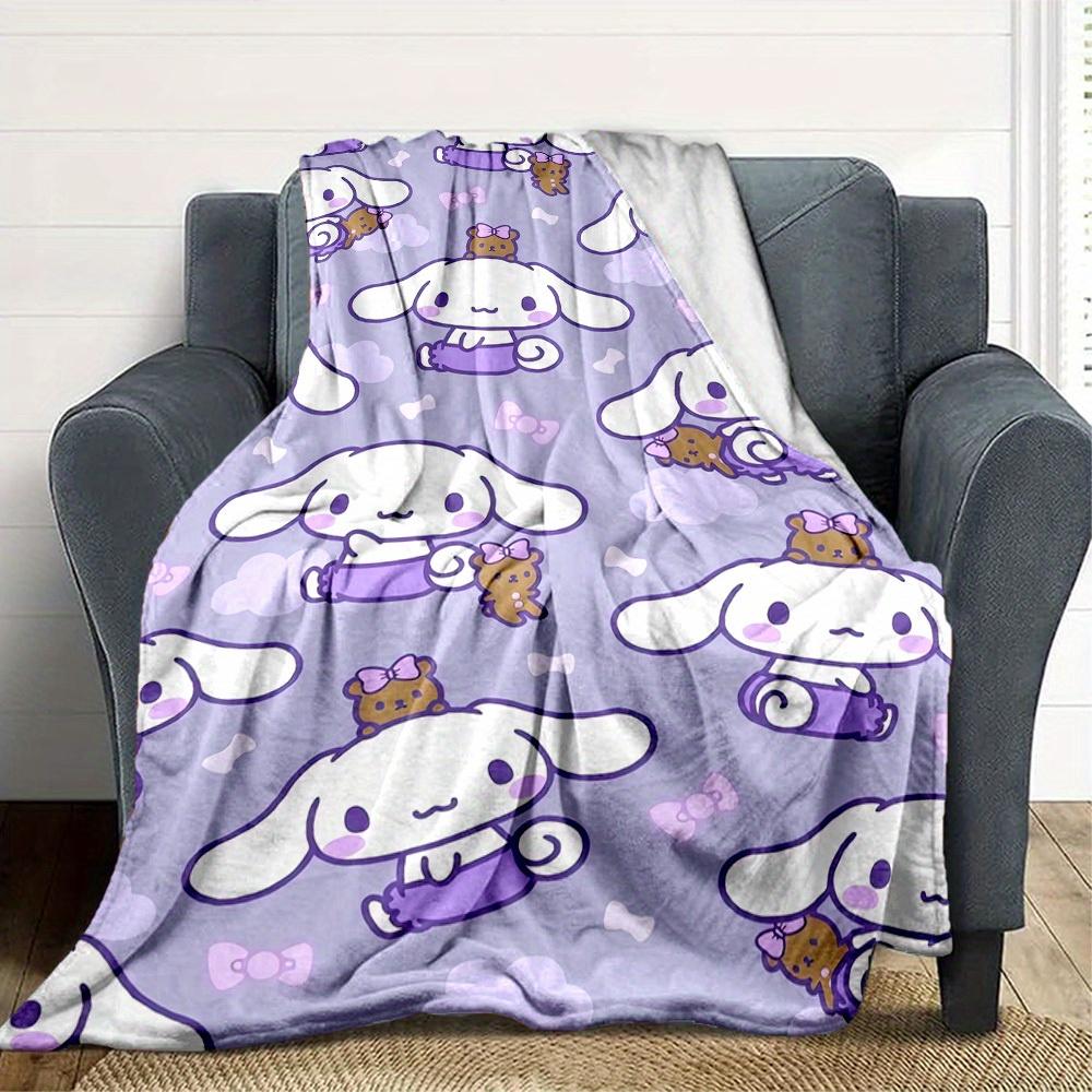 1pc Cute, Purple, Cinnamoroll RV Blanket, Digital Printed Flannel Blanket, Multi-Purpose Four Seasons Hypoallergenic Quilt for Sofa, Bed, Of