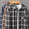 Мужская фланелевая клетчатая рубашка с длинным рукавом VANCL