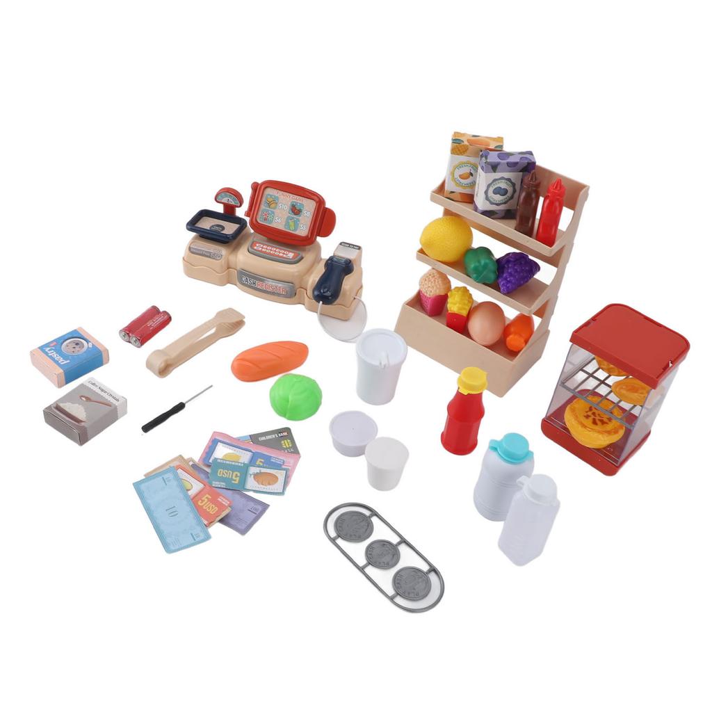 Игрушечный набор из 42 предметов «Кассовый аппарат» со звуковыми эффектами, реалистичный, интерактивный, многофункциональный, для детей